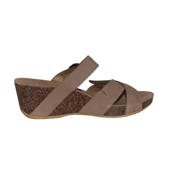 Dansko Women's Taupe Milled Nubuck Leather Susie Wedge Sandals - 39 (US 8) - Picture 7 of 11